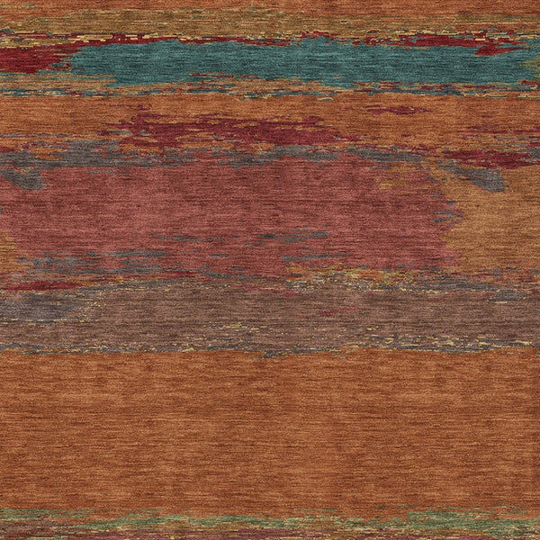 HomeRoots 5' Terra Cotta Abstract Area Rug - Durable, Washable, Modern Design for Indoor & Outdoor Spaces 10' X 14' 608764