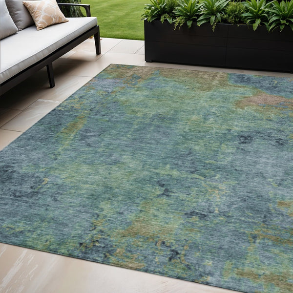 HomeRoots 5' Blue Abstract Area Rug - Durable, Washable, Versatile for Indoor & Outdoor Spaces, Easy Care 5' X 8' 608766