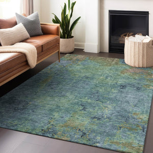 HomeRoots 5' Blue Abstract Area Rug - Durable, Washable, Versatile for Indoor & Outdoor Spaces, Easy Care 5' X 8' 608766
