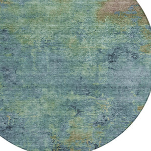 HomeRoots 5' Blue Abstract Area Rug - Durable, Washable, Versatile for Indoor & Outdoor Spaces, Easy Care 8' Round 608767