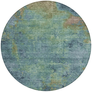 HomeRoots 5' Blue Abstract Area Rug - Durable, Washable, Versatile for Indoor & Outdoor Spaces, Easy Care 8' Round 608767
