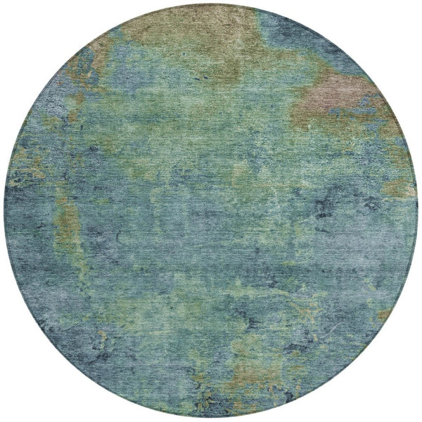 HomeRoots 5' Blue Abstract Area Rug - Durable, Washable, Versatile for Indoor & Outdoor Spaces, Easy Care 8' Round 608767