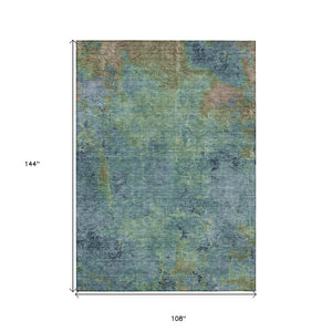 HomeRoots 5' Blue Abstract Area Rug - Durable, Washable, Versatile for Indoor & Outdoor Spaces, Easy Care 9' X 12' 608769