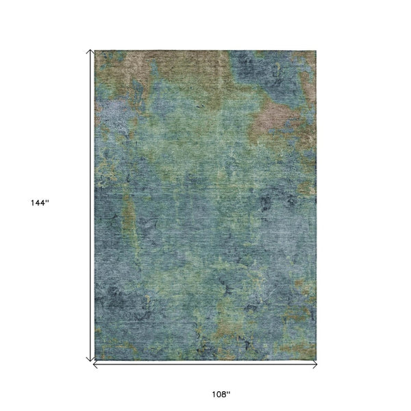HomeRoots 5' Blue Abstract Area Rug - Durable, Washable, Versatile for Indoor & Outdoor Spaces, Easy Care 9' X 12' 608769