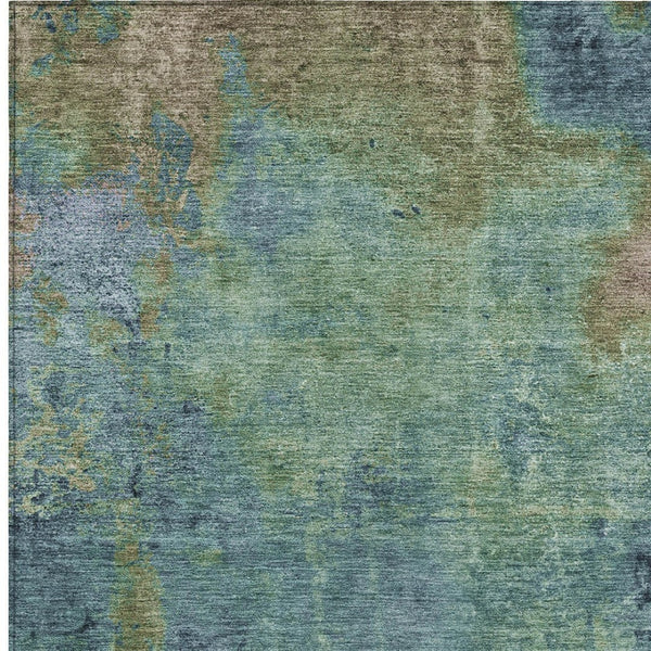 HomeRoots 5' Blue Abstract Area Rug - Durable, Washable, Versatile for Indoor & Outdoor Spaces, Easy Care 10' X 14' 608770