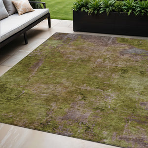 HomeRoots 5' Green Abstract Washable Area Rug - Durable, Stylish Design for Indoor & Outdoor High-Traffic Use 5' X 8' 608772