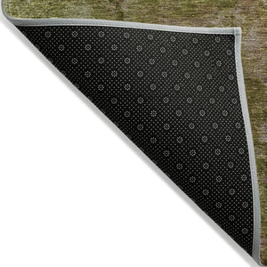 HomeRoots 5' Green Abstract Washable Area Rug - Durable, Stylish Design for Indoor & Outdoor High-Traffic Use 5' X 8' 608772