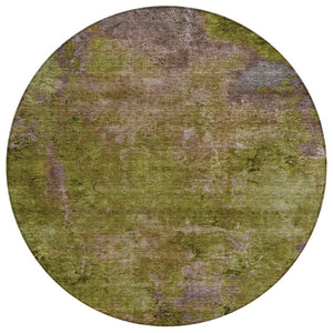 HomeRoots 5' Green Abstract Washable Area Rug - Durable, Stylish Design for Indoor & Outdoor High-Traffic Use 8' Round 608773