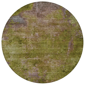 HomeRoots 5' Green Abstract Washable Area Rug - Durable, Stylish Design for Indoor & Outdoor High-Traffic Use 8' Round 608773