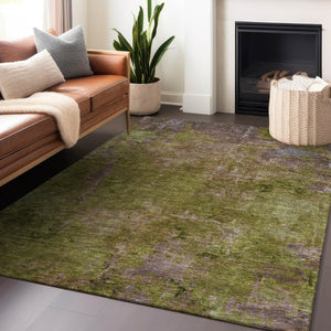 HomeRoots 5' Green Abstract Washable Area Rug - Durable, Stylish Design for Indoor & Outdoor High-Traffic Use 8' X 10' 608774