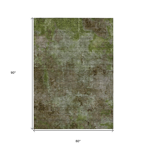HomeRoots 5' Brown Abstract Washable Area Rug for Indoor and Outdoor Spaces - Durable, Stylish & Easy Care 5' X 8' 608778