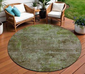 HomeRoots 5' Brown Abstract Washable Area Rug for Indoor and Outdoor Spaces - Durable, Stylish & Easy Care 8' Round 608779
