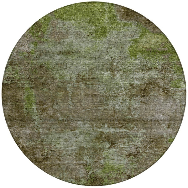 HomeRoots 5' Brown Abstract Washable Area Rug for Indoor and Outdoor Spaces - Durable, Stylish & Easy Care 8' Round 608779