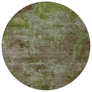 HomeRoots 5' Brown Abstract Washable Area Rug for Indoor and Outdoor Spaces - Durable, Stylish & Easy Care 8' Round 608779