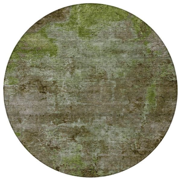 HomeRoots 5' Brown Abstract Washable Area Rug for Indoor and Outdoor Spaces - Durable, Stylish & Easy Care 8' Round 608779