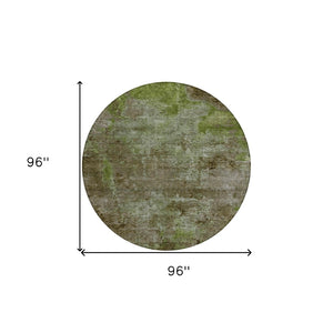 HomeRoots 5' Brown Abstract Washable Area Rug for Indoor and Outdoor Spaces - Durable, Stylish & Easy Care 8' Round 608779