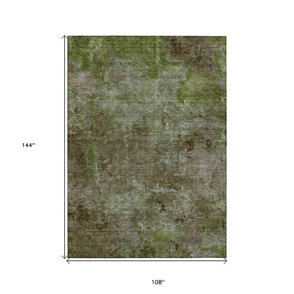 HomeRoots 9' X 12' Brown Abstract Area Rug - Washable, Durable, Modern Design for Indoor and Outdoor Spaces 608781