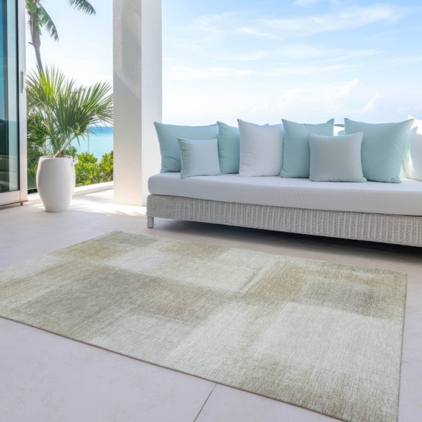 HomeRoots 5' Taupe Geometric Indoor Outdoor Area Rug – Durable, Washable, Stylish Solution for Your Home Decor 5' X 8' 608784