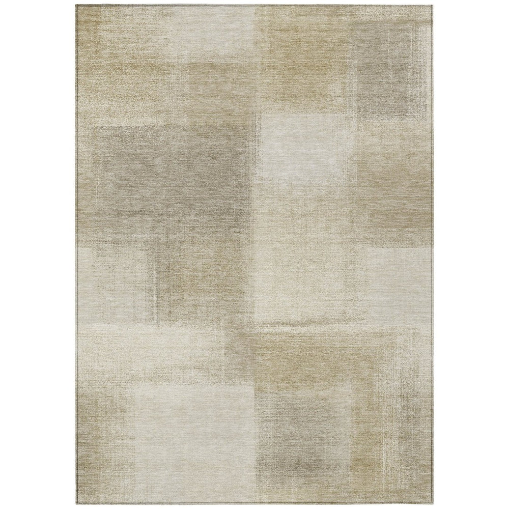 HomeRoots 5' Taupe Geometric Indoor Outdoor Area Rug – Durable, Washable, Stylish Solution for Your Home Decor 5' X 8' 608784