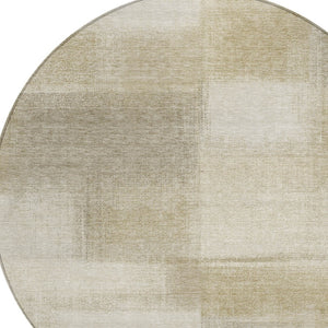 HomeRoots 5' Taupe Geometric Indoor Outdoor Area Rug – Durable, Washable, Stylish Solution for Your Home Decor 8' Round 608785
