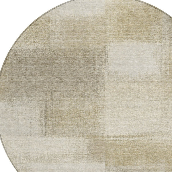 HomeRoots 5' Taupe Geometric Indoor Outdoor Area Rug – Durable, Washable, Stylish Solution for Your Home Decor 8' Round 608785