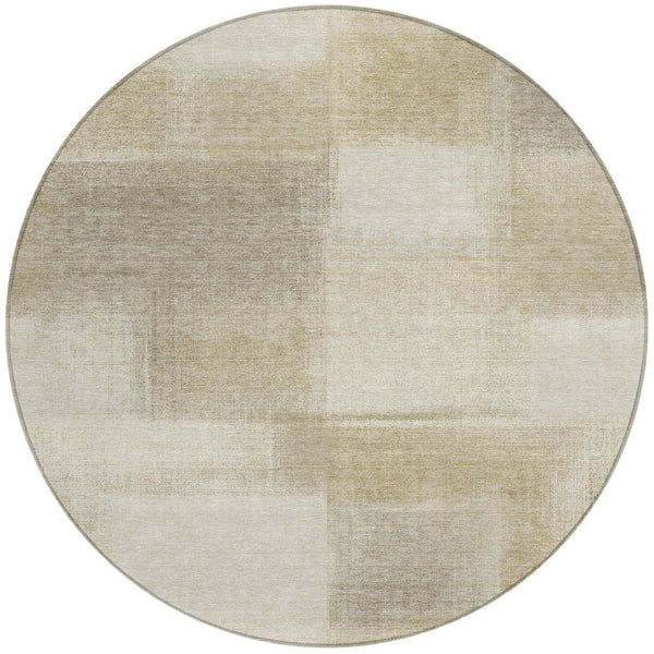 HomeRoots 5' Taupe Geometric Indoor Outdoor Area Rug – Durable, Washable, Stylish Solution for Your Home Decor 8' Round 608785