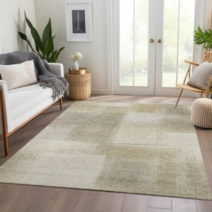 HomeRoots 9' X 12' Taupe Geometric Washable Rug – Stylish Indoor/Outdoor Area Rug for High-Traffic Spaces 608787