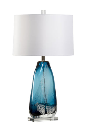 Wildwood Clauseen Hand-Blown Art Glass Lamp With Silver Leaf & Crystal Base, French-Wired Elegant Table Accent 60879