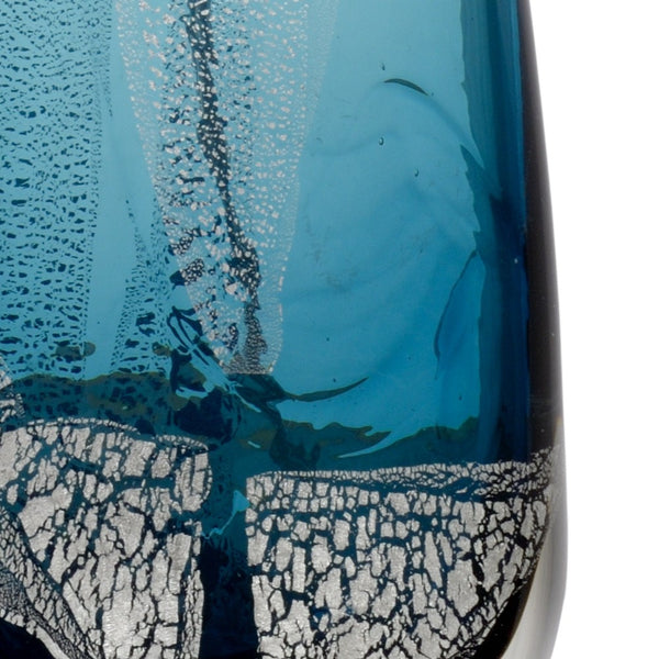 Wildwood Clauseen Hand-Blown Art Glass Lamp With Silver Leaf & Crystal Base, French-Wired Elegant Table Accent 60879