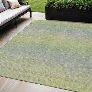 HomeRoots 5' Striped Artichoke Green Area Rug - Durable, Washable, Stylish for Indoor & Outdoor Living Spaces 5' X 8' 608790