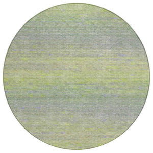 HomeRoots 5' Striped Artichoke Green Area Rug - Durable, Washable, Stylish for Indoor & Outdoor Living Spaces 8' Round 608791