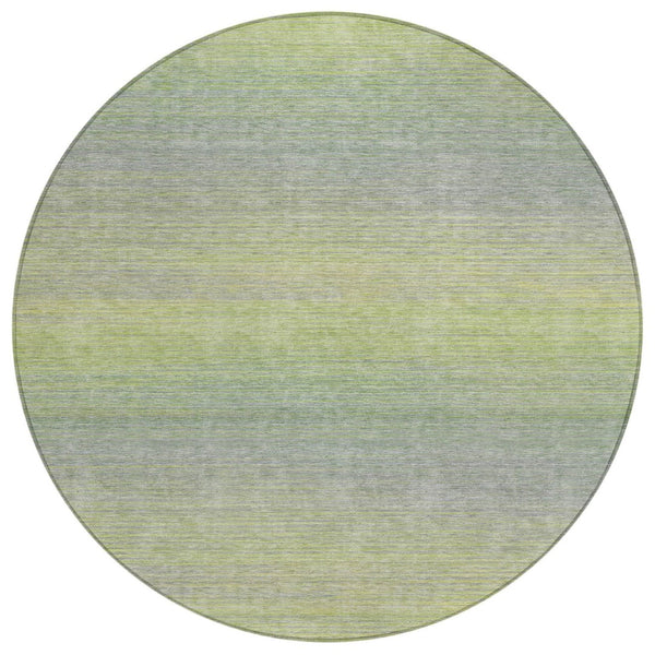 HomeRoots 5' Striped Artichoke Green Area Rug - Durable, Washable, Stylish for Indoor & Outdoor Living Spaces 8' Round 608791