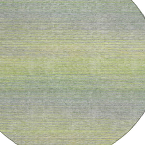 HomeRoots 5' Striped Artichoke Green Area Rug - Durable, Washable, Stylish for Indoor & Outdoor Living Spaces 8' Round 608791