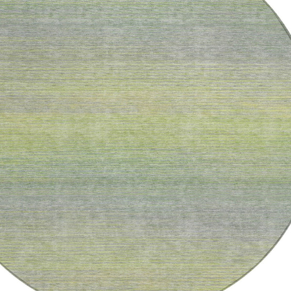 HomeRoots 5' Striped Artichoke Green Area Rug - Durable, Washable, Stylish for Indoor & Outdoor Living Spaces 8' Round 608791