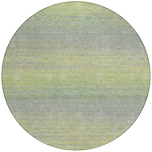 HomeRoots 5' Striped Artichoke Green Area Rug - Durable, Washable, Stylish for Indoor & Outdoor Living Spaces 8' Round 608791