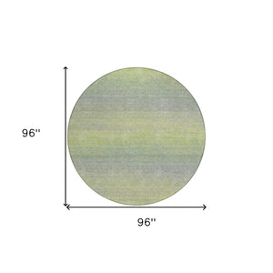 HomeRoots 5' Striped Artichoke Green Area Rug - Durable, Washable, Stylish for Indoor & Outdoor Living Spaces 8' Round 608791