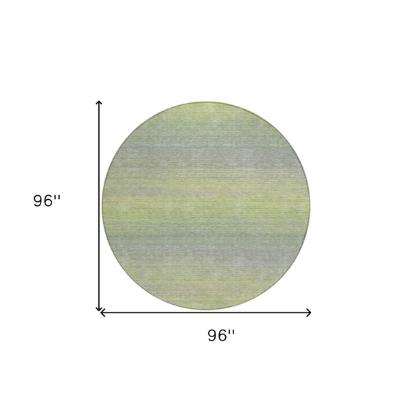 HomeRoots 5' Striped Artichoke Green Area Rug - Durable, Washable, Stylish for Indoor & Outdoor Living Spaces 8' Round 608791