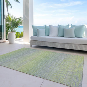 HomeRoots 5' Striped Artichoke Green Area Rug - Durable, Washable, Stylish for Indoor & Outdoor Living Spaces 8' X 10' 608792