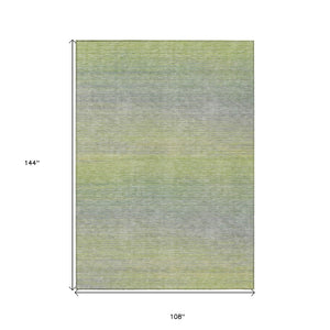 HomeRoots 5' Striped Artichoke Green Area Rug - Durable, Washable, Stylish for Indoor & Outdoor Living Spaces 9' X 12' 608793