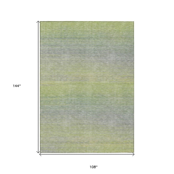HomeRoots 5' Striped Artichoke Green Area Rug - Durable, Washable, Stylish for Indoor & Outdoor Living Spaces 9' X 12' 608793