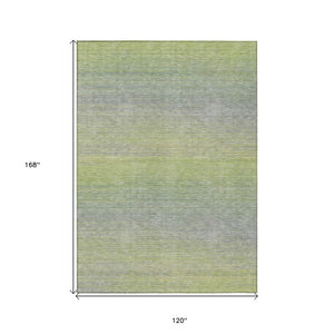 HomeRoots 5' Striped Artichoke Green Area Rug - Durable, Washable, Stylish for Indoor & Outdoor Living Spaces 10' X 14' 608794