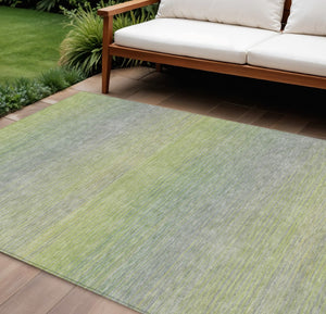 HomeRoots 5' Striped Artichoke Green Area Rug - Durable, Washable, Stylish for Indoor & Outdoor Living Spaces 10' X 14' 608794