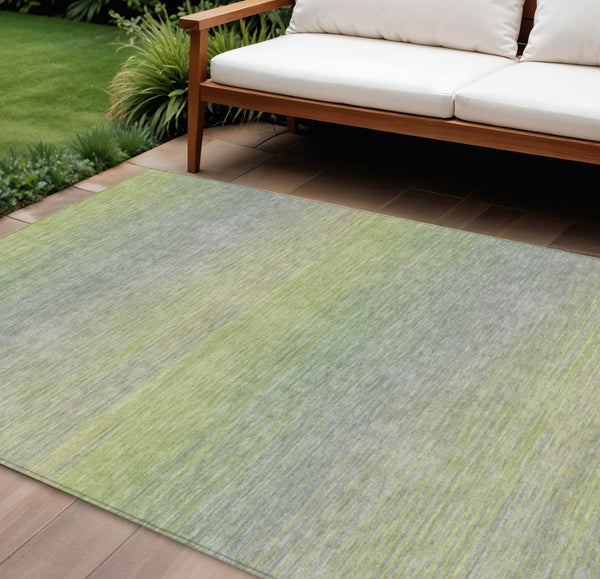 HomeRoots 5' Striped Artichoke Green Area Rug - Durable, Washable, Stylish for Indoor & Outdoor Living Spaces 10' X 14' 608794