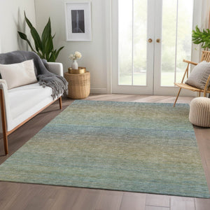 HomeRoots 5' Blue Striped Washable Area Rug – Durable & Stylish Indoor/Outdoor Solution for High-Traffic Spaces 5' X 8' 608796