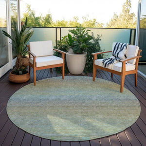 HomeRoots 5' Blue Striped Washable Area Rug – Durable & Stylish Indoor/Outdoor Solution for High-Traffic Spaces 8' Round 608797