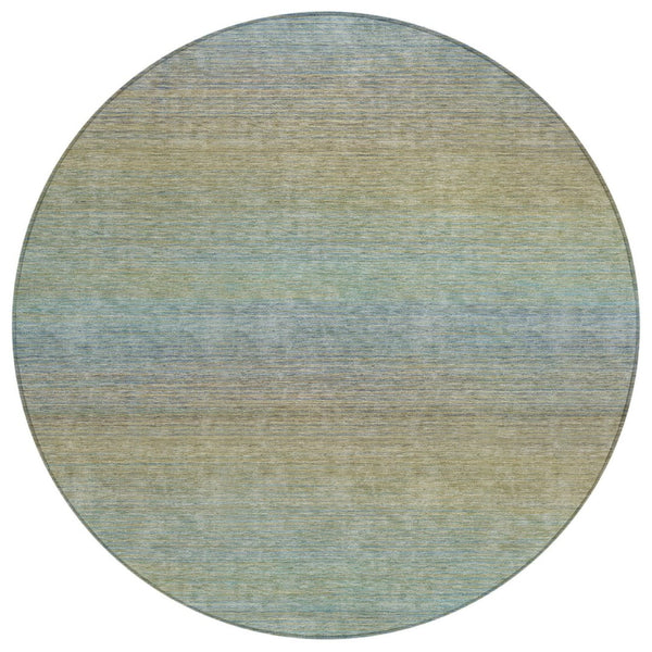 HomeRoots 5' Blue Striped Washable Area Rug – Durable & Stylish Indoor/Outdoor Solution for High-Traffic Spaces 8' Round 608797