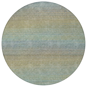 HomeRoots 5' Blue Striped Washable Area Rug – Durable & Stylish Indoor/Outdoor Solution for High-Traffic Spaces 8' Round 608797