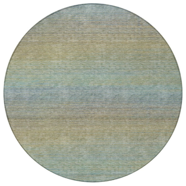 HomeRoots 5' Blue Striped Washable Area Rug – Durable & Stylish Indoor/Outdoor Solution for High-Traffic Spaces 8' Round 608797