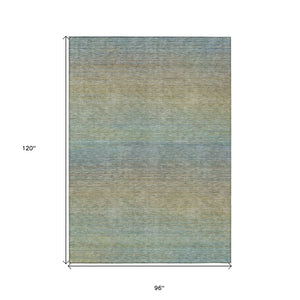HomeRoots 5' Blue Striped Washable Area Rug – Durable & Stylish Indoor/Outdoor Solution for High-Traffic Spaces 8' X 10' 608798