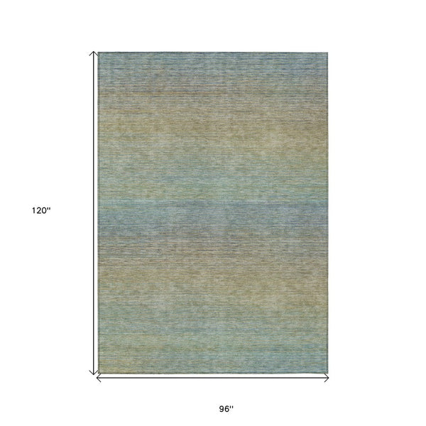 HomeRoots 5' Blue Striped Washable Area Rug – Durable & Stylish Indoor/Outdoor Solution for High-Traffic Spaces 8' X 10' 608798